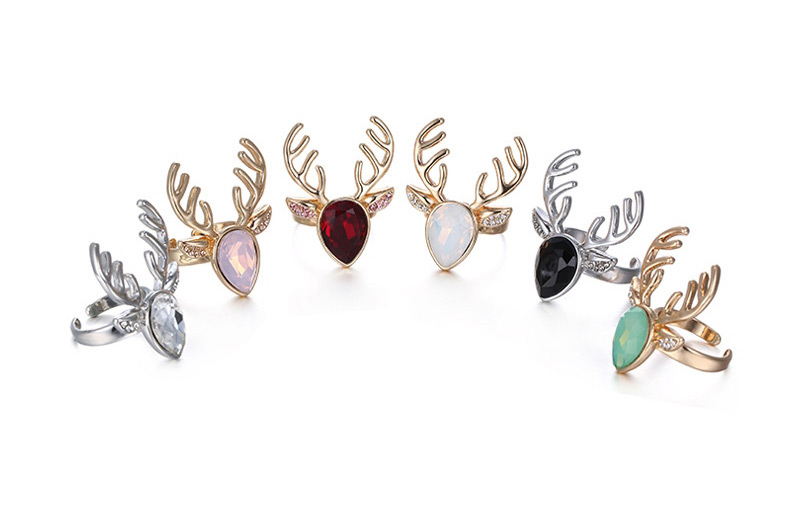 Fashion Silver Color&white Deer Head Shape Decorated Opening Design Alloy Korean Rings,Fashion Rings