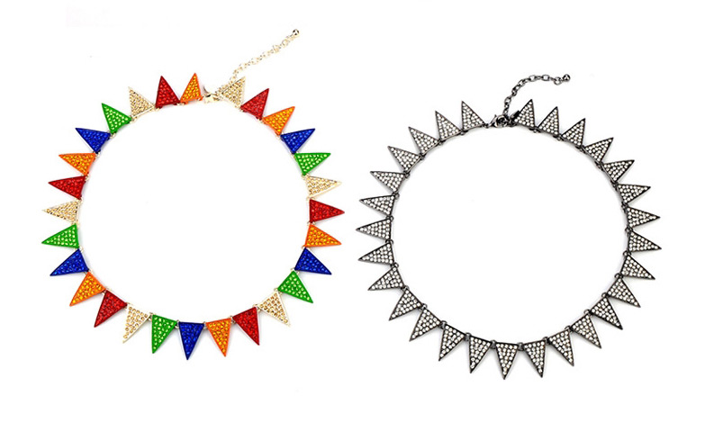 Bohemian Black&white Triangle Shape Decorated Collar Design Cz Diamond Bib Necklaces,Chokers