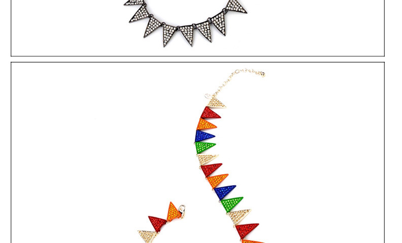 Bohemian Black&white Triangle Shape Decorated Collar Design Cz Diamond Bib Necklaces,Chokers