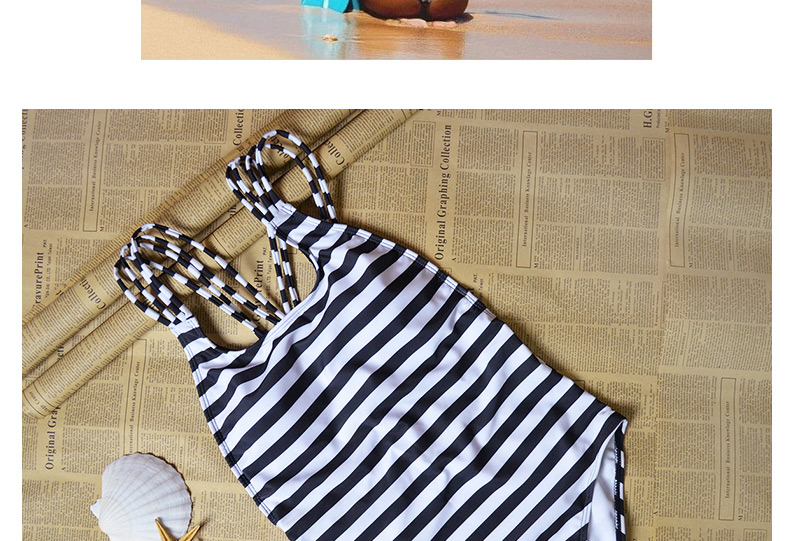 Sexy Black&white Stripe Pattern Decorated Bandage Design,One Pieces
