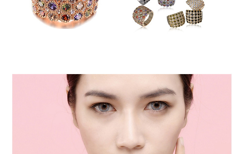 Luxury Gold Color&multi-color Diamond Decorated Simple Design Alloy Korean Rings,Fashion Rings