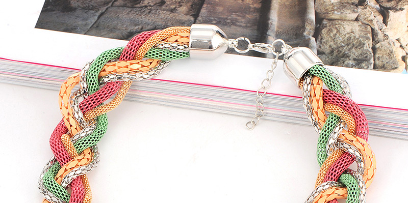 Exaggerated Pink&yellow Snake Shape Decorated  Collar Design,Bib Necklaces
