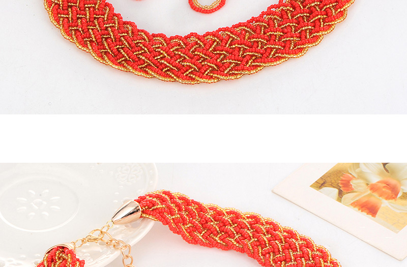 Fashion Red Hollow Out Decorated Hand-woven Collar Design,Bib Necklaces