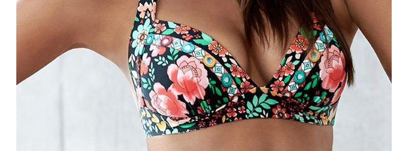 Sexy Multi-color Flower Pattern Decorated High Waist Design,Bikini Sets