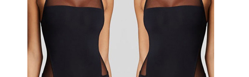 Sexy Black Mesh Decorated One Peice Design Chinlon Monokini,One Pieces
