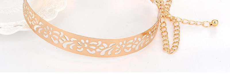 Elegant Gold Color Hollow Out Flower Decorated Simple Design,Wide belts