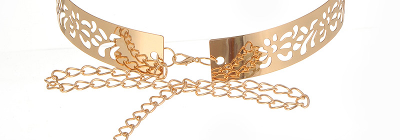 Elegant Gold Color Hollow Out Flower Decorated Simple Design,Wide belts