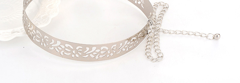 Elegant Silver Color Hollow Out Flower Decorated Simple Design,Wide belts