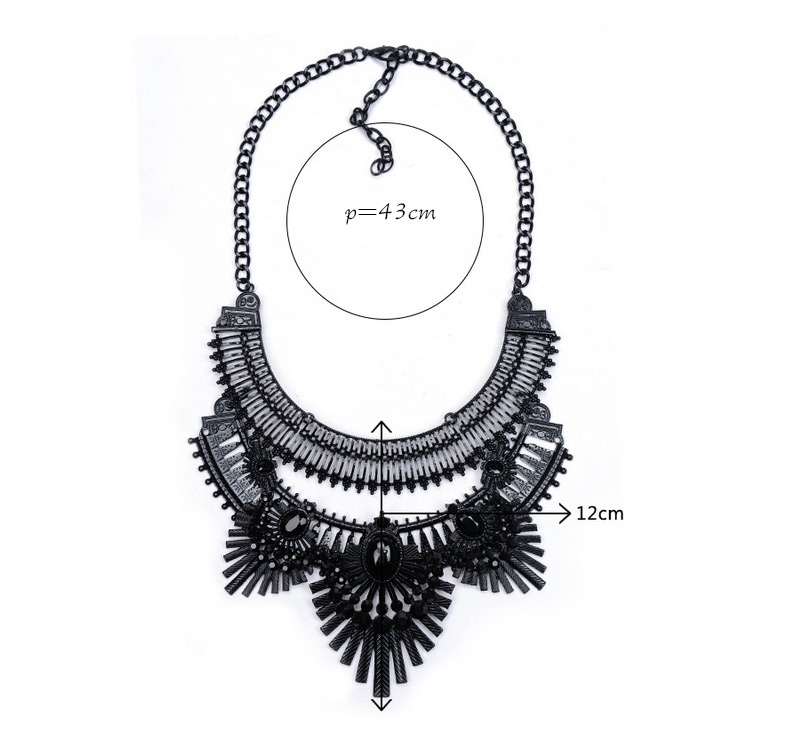 Exaggerated Black Geometric Shape Pendant Decorated Collar Design,Bib Necklaces