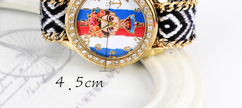 Fashion Red Diamond Decorated Hand-woven Strap Watch,Ladies Watches
