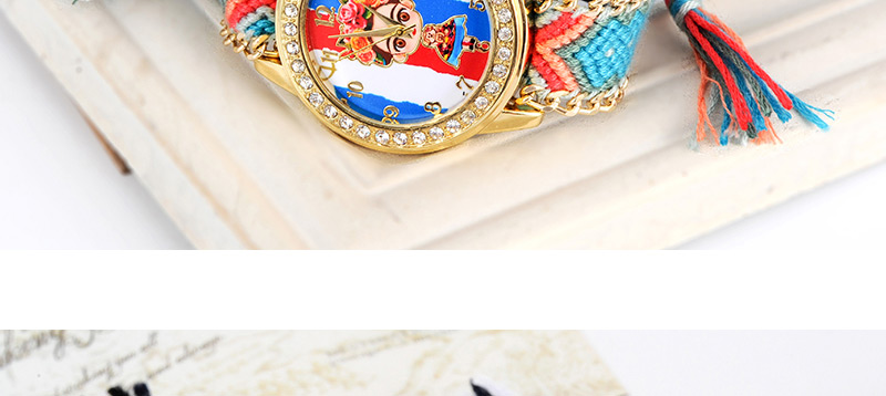 Fashion Blue Diamond Decorated Hand-woven Strap Watch,Ladies Watches