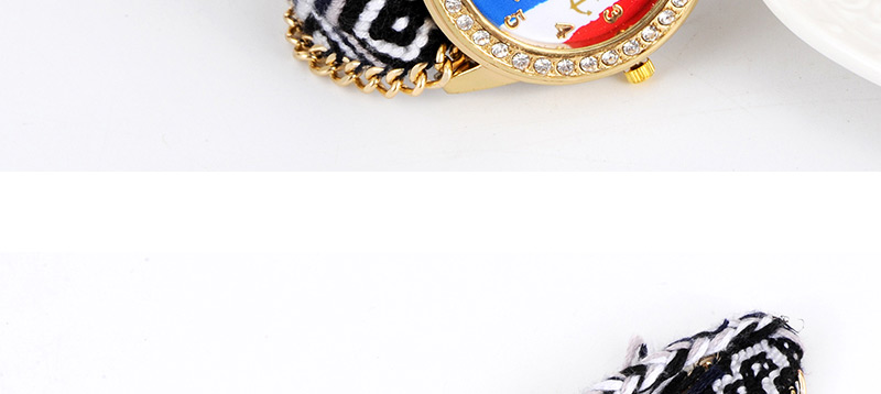 Fashion Black Diamond Decorated Hand-woven Strap Watch,Ladies Watches