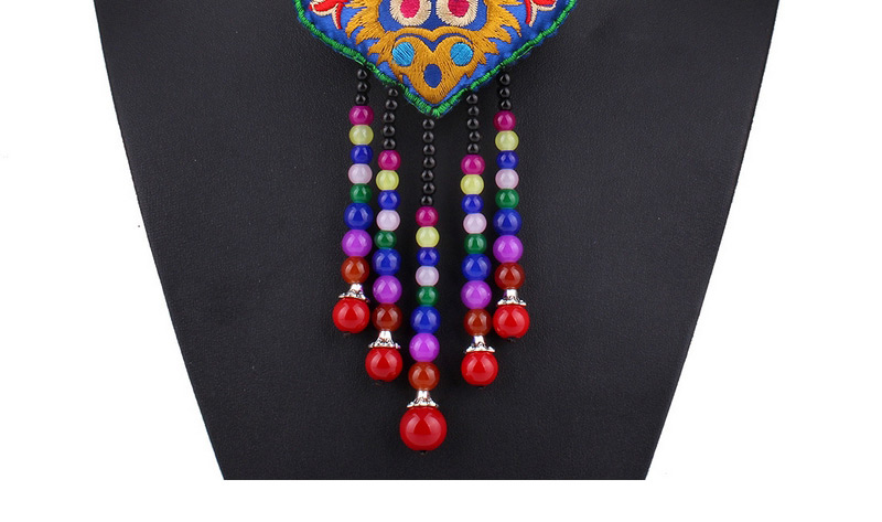 Vintage Multi-color Heart Shape Pouch Decorated Tassel Desgin,Bib Necklaces