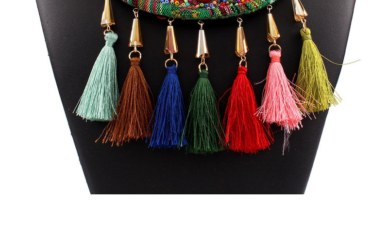 Exaggerated Multi-color Tassel&beads Weaving Pendant Decorated Collar Design Measle Bib Necklaces,Bib Necklaces