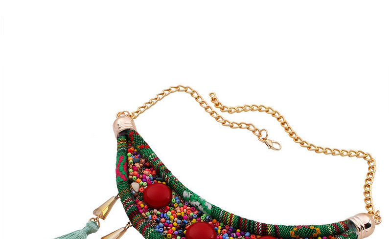 Exaggerated Multi-color Tassel&beads Weaving Pendant Decorated Collar Design Measle Bib Necklaces,Bib Necklaces