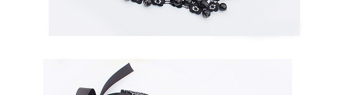 Fashion Black Flower&diamond Decorated Hollow Out Design,Bib Necklaces
