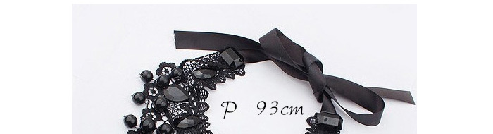 Fashion Black Flower&diamond Decorated Hollow Out Design,Bib Necklaces