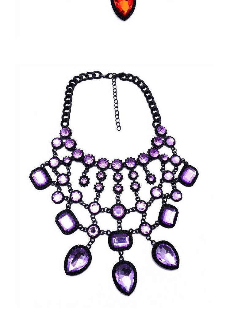 Elegant Red Water Drop Diamond Decorated Multilayer Design,Bib Necklaces