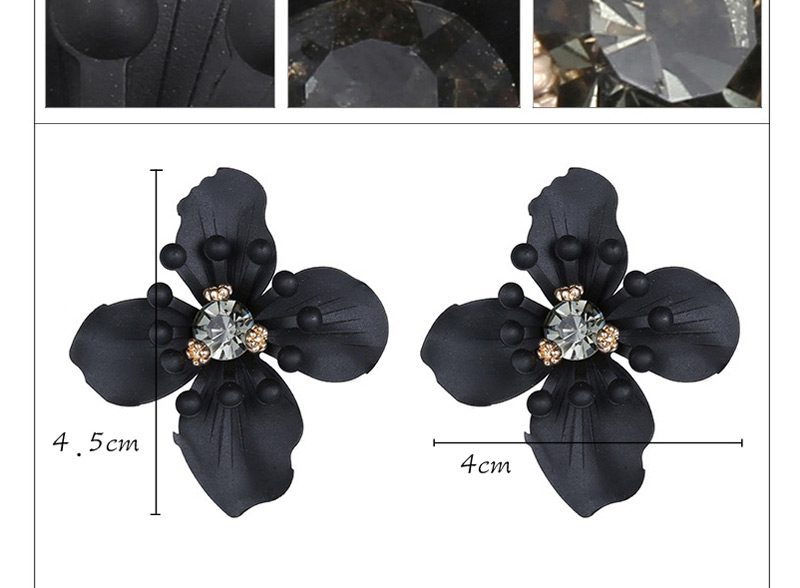 Personality Black Beads Decorated Flower Shape Design,Stud Earrings