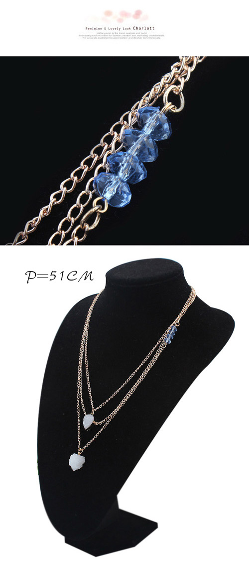 Parsimonious White Beads Decorated Multilayer Design Alloy Chains,Chains