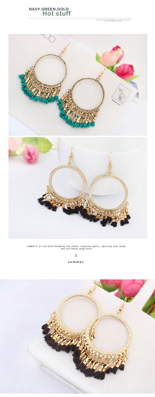 Sweet Multicolor Tassel Decorated Simple Design Alloy Korean Earrings,Drop Earrings