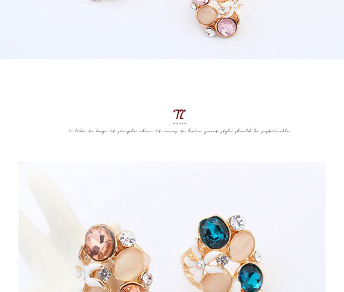Fashion Red Diamond Decorate Hollow Out Flower Design  Alloy Korean Rings,Fashion Rings