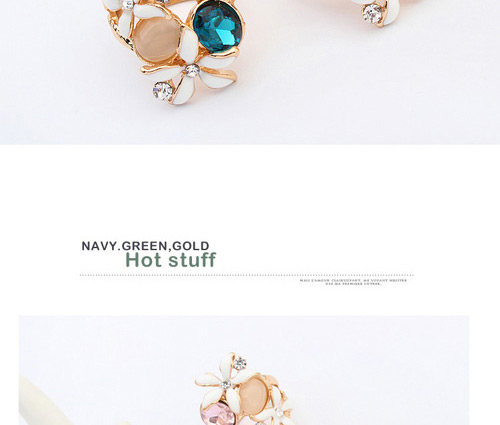 Fashion Red Diamond Decorate Hollow Out Flower Design  Alloy Korean Rings,Fashion Rings
