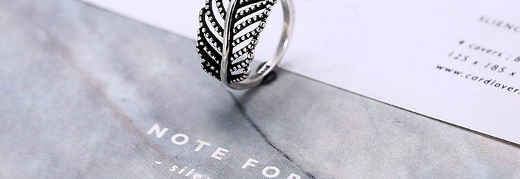 Vintage Anti-silver Metal Hollow Out Leaf Shape Decorated Opening Ring,Fashion Rings