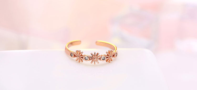 Fashion Gold Color Flower&diamond Decorated Opening Ring,Fashion Rings