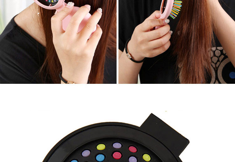 Fashion Pink Color Matching Decorated Round Shape Folding Comb,Beauty tools