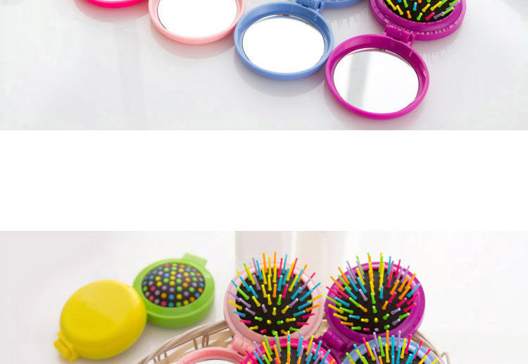 Fashion Plum Red Color Matching Decorated Round Shape Folding Comb,Beauty tools