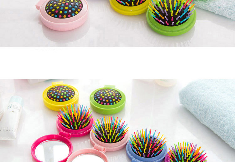 Fashion Yellow Color Matching Decorated Round Shape Folding Comb,Beauty tools
