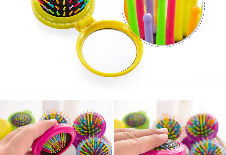 Fashion Black Color Matching Decorated Round Shape Folding Comb,Beauty tools