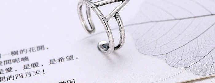 Personality Silver Color Triangle Decorated Double Layer Opening Ring,Fashion Rings