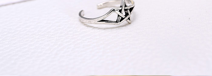 Retro Silver Color Star Shape Decoreted Simple Opening Ring,Fashion Rings