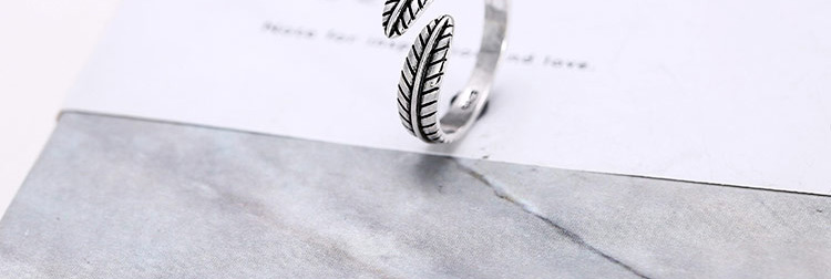 Vintage Anti-silver Leaf Grain Decorated Simple Opening Ring,Fashion Rings