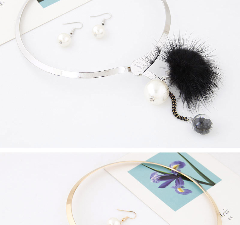 Elegant Sapphire Blue Fuzzy Ball Pendant Decorated Jewelry sets,Jewelry Sets