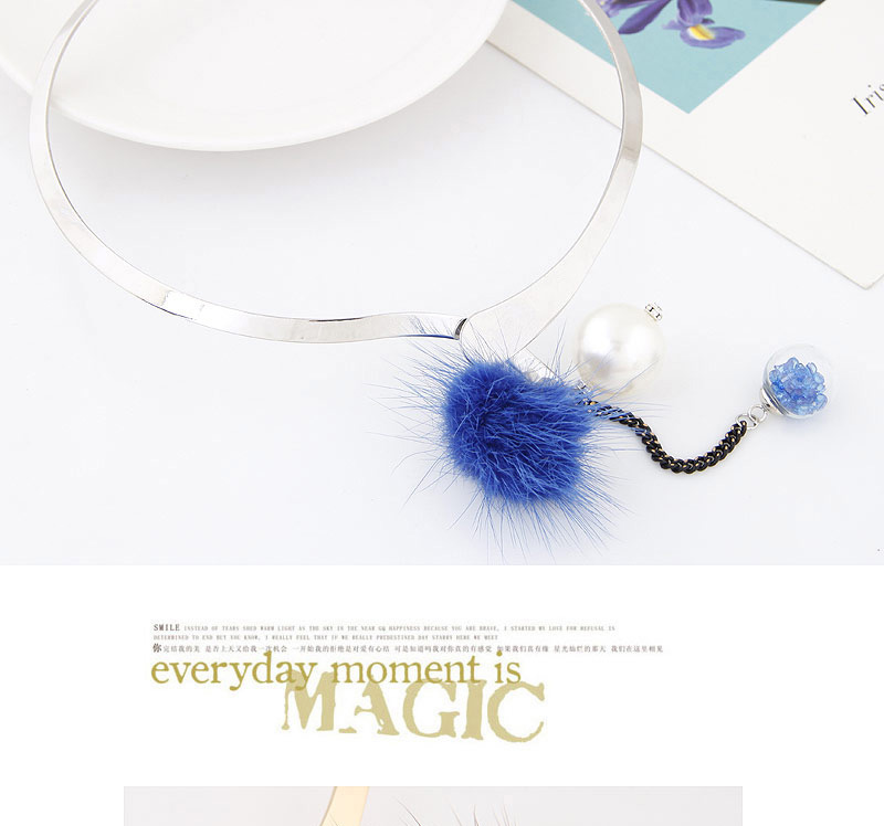 Elegant Sapphire Blue Fuzzy Ball Pendant Decorated Jewelry sets,Jewelry Sets