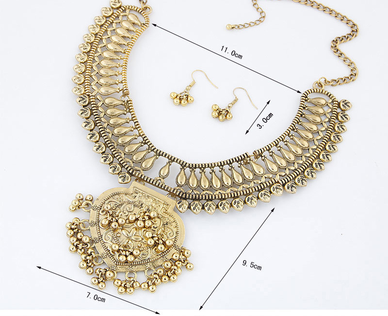 Vintage Gold Color Heart Shape Pendant Decorated Hollow Out Simple Jewelry Sets,Jewelry Sets