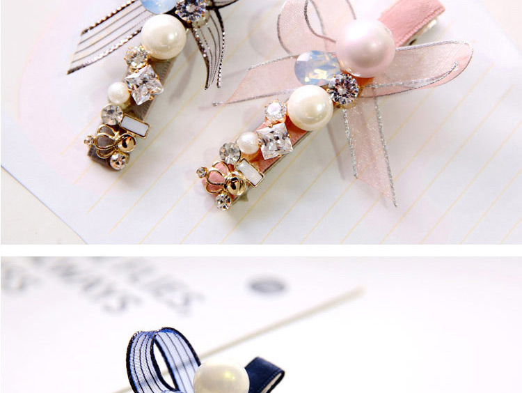 Sweet Pink Pearl&bowknowt Decorated Simple Hair Clip,Hairpins