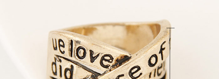 Vintage Gold Color Letter Decorated Multi-layer Cross Simple Ring,Fashion Rings