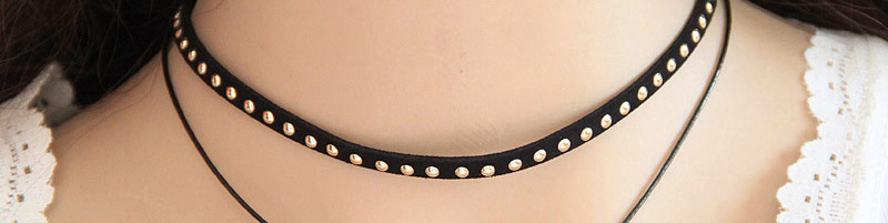 Personality Black Round Shape Pendant Double Layer Necklace,Chokers
