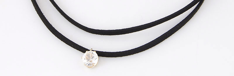 Temperament Black Diamond Pendant Decorated Double Layer Necklace,Chokers