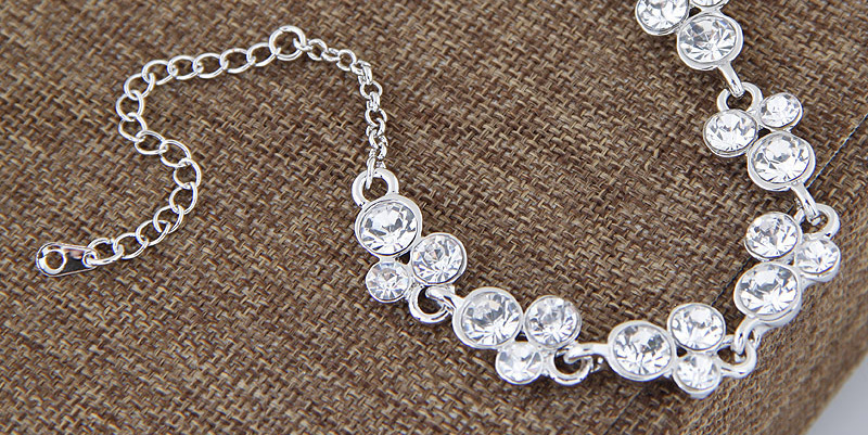 Luxury Silver Color Diamond Flower Shape Decorated Simple Bracelet,Fashion Bracelets