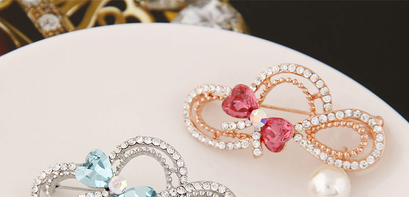 Sweet Red Pearl&bowknot Shape Decorated Hollow Out Brooch,Korean Brooches