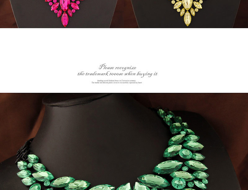 Luxury Plum Red Geometric Gemstone Decorated Hollow Out Collar Necklace,Pendants