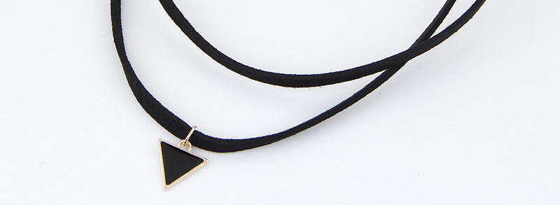 Trendy Black Triangle Shape Pedant Decorated Double Layer Necklace,Chokers