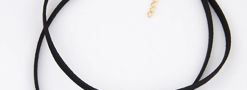 Trendy Black Triangle Shape Pedant Decorated Double Layer Necklace,Chokers