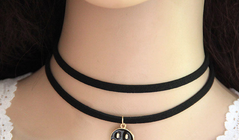 Trendy Yellow Smiling Face Pendant Decorated Double Layer Necklace,Chokers