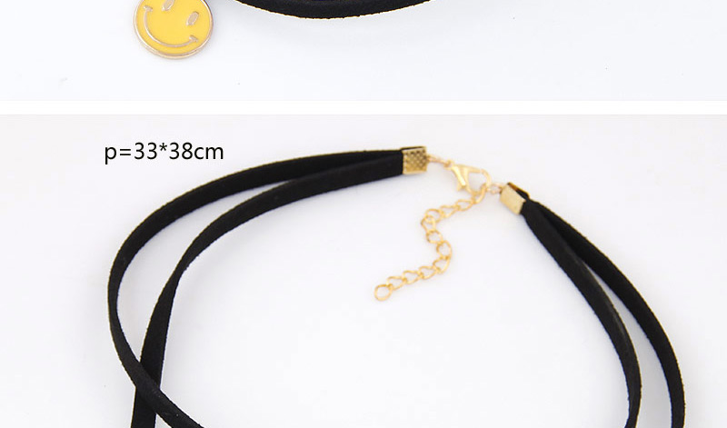 Trendy Yellow Smiling Face Pendant Decorated Double Layer Necklace,Chokers